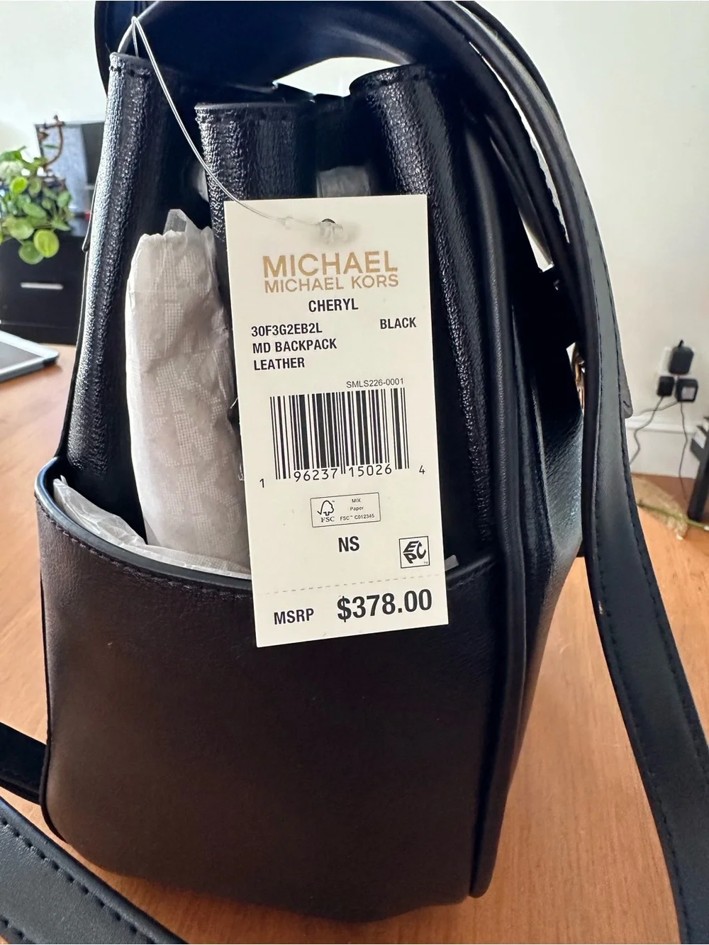 Michael Kors Black Leather MK Logo Mini Backpack